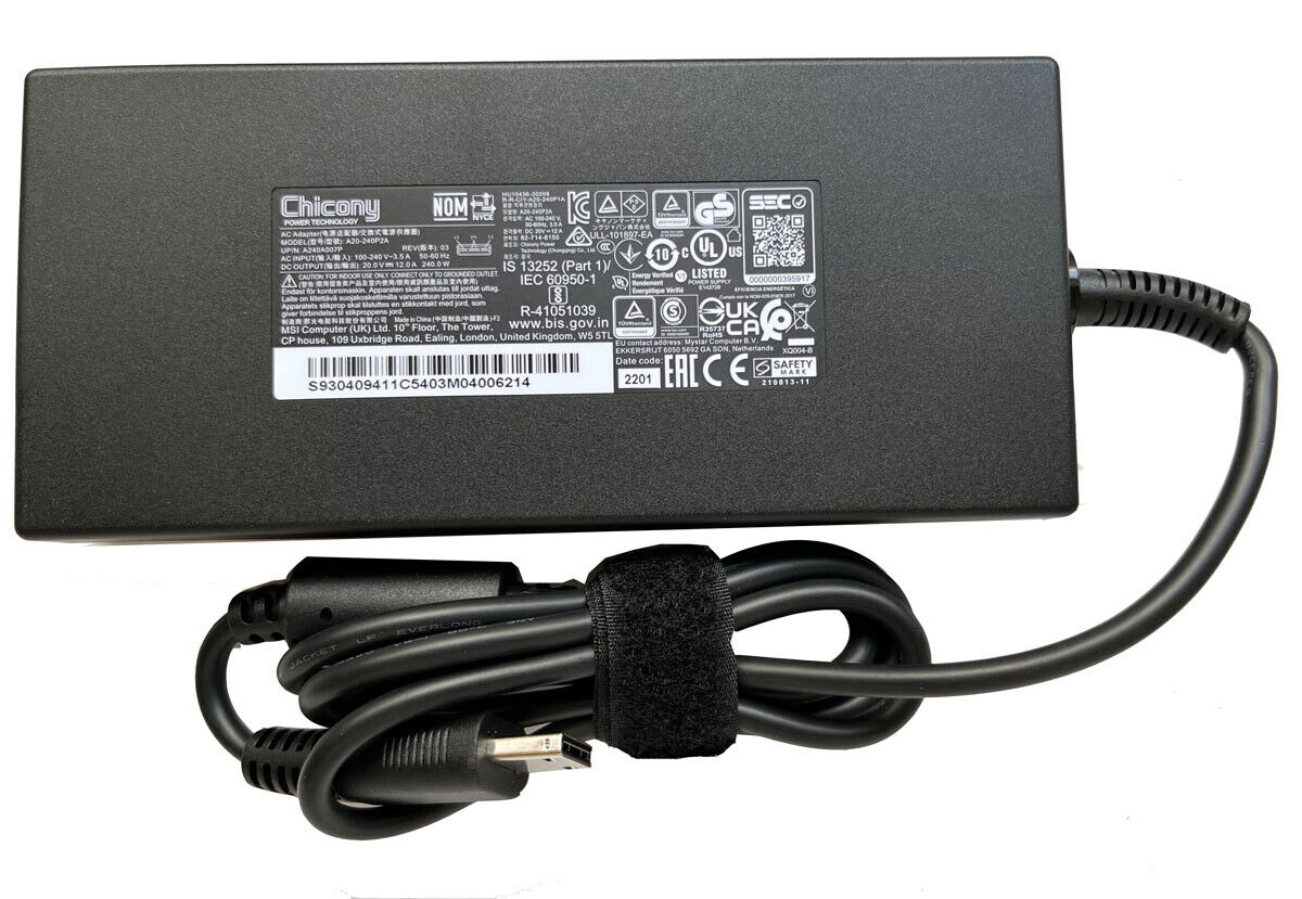 240W original MSI Creator Z17 A12UHST-027ES Charger AC Adapter Power Supply